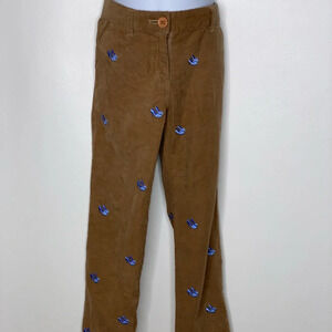 E.Land girls brown corduroy pants Cinderella high heel embroidered Sz 7